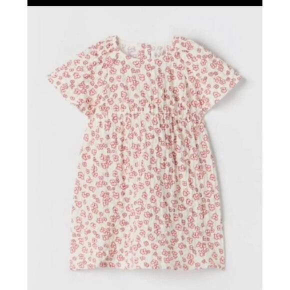 Zara Floral Dress Short Sleeve Button Closure Fit Flare 4-5 - Picture 1 of 6